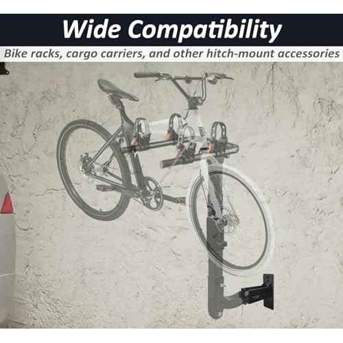 WIPHANY Hitch Wall Mount Bike Cargo Rack Hanging Holder Hanger Garage Organizer Trailer Receiver Storage Hanging Holds Max 200 lbs Heavy Duty Stand Bicycle Hook Accessories 2 inch