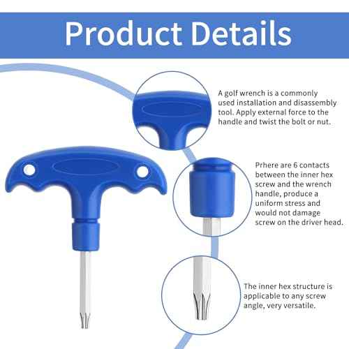 Golf Club Wrenches Tools Golf Torque Wrench Golf Head Adjustment Tool Stainless Steel Golf Club Driver Torque Tool with Plastic Handle, T20, Blue