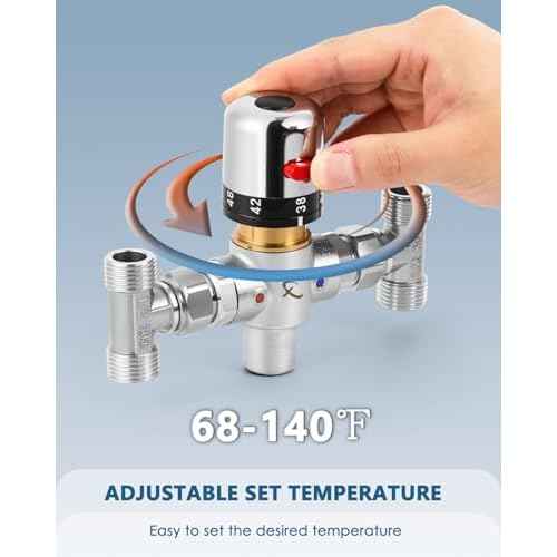 Adjustable Temperature Bypass Sensor Valve Kit for Instant Hot Water Recirculating System Replacement for The Plastic Sensor Valve Compatible With 500800, 500805