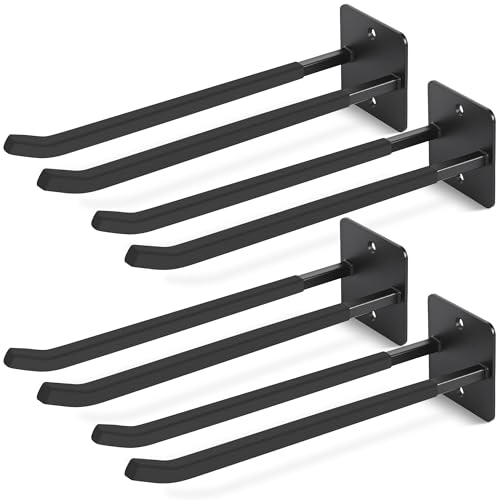 14 Inches Extra Large Garage Hooks, 4Pcs Heavy Duty Garage Wall Mount Organizer, Tool Hanger Long Utility Storage Hooks for Hanging Tire, Chair, Ladder, Garden Tools, Strollers and More