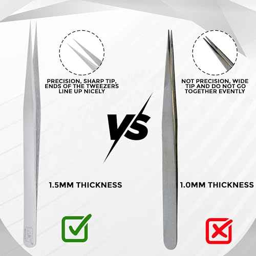 HADIZ Precision Tweezers Stainless Steel Extra Fine Pointed & Curved Tweezer for Craft Hobby Electronics Soldering Experimental Work Jewelry-Making Industrial Tweezer(2 pcs)