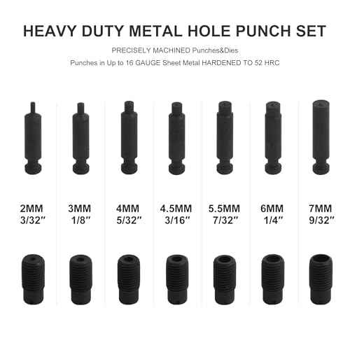 Power Punch Heavy Duty Hole Punch Set, Cr-V 3/32" x 9/32"
