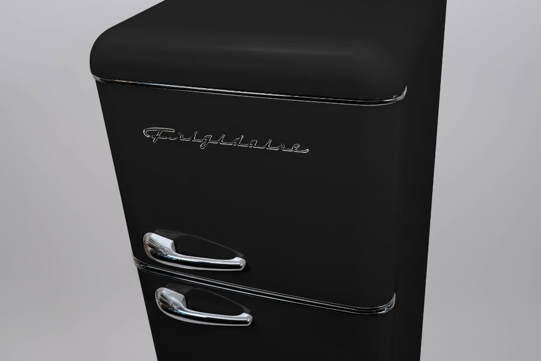 Frigidaire EFR756, 2 Door Apartment Size RETRO Refrigerator with Top Freezer, Chrome Handles, 7.5 cu ft