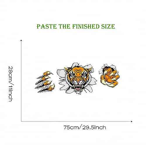 Breaking Through The Wall Tiger Wall Stickers, sacinora Wild Animal Wall Decals Removable Vinyl Peel and Stick for Living Room Bedroom Children's Room Kitchen Sofa TV Background Art Decorations