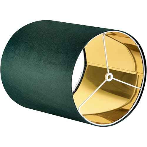 Small Drum Lamp Shades 2 Pack, 10 * 10 * 10 Inch,Luxurious Green Velvet Lamp Shade fit with Spider, Modern Farmhouse Lamp Shades for Wall Lamps&Bedside Lamp Replacement for Bedroom,Required Assembly