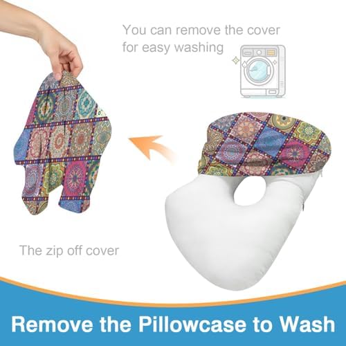 Ear Piercing Pillow for Side Sleepers with Washable Cover Pillows with Holes for Ear Pain,Donut Pillow for Adults CNH Ear Pain Relief Pressure Sores Ear Pillow with Hole in Center