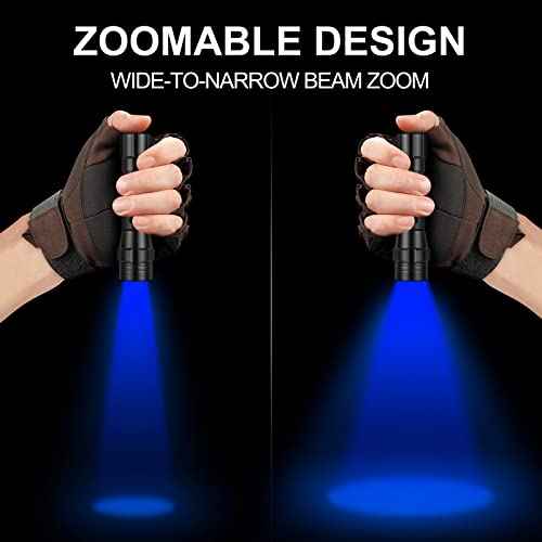 ULTRAFIRE Blue Light Flashlight, 450-460nm Single Mode LED Blue Flashlight, Portable Small Blue Light for Night Fishing and Outdoor Activities-Black House WF-508BL