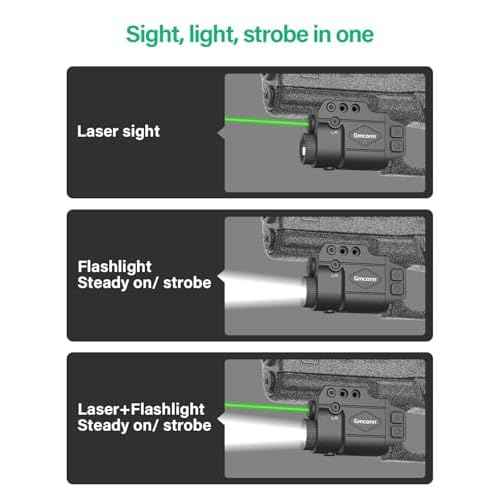 Gmconn 800 Lumen Tactical Flashlight with Green Laser Sight Combo, Gun Light Laser Sight with Strobe & Momentary Function Rechargeable
