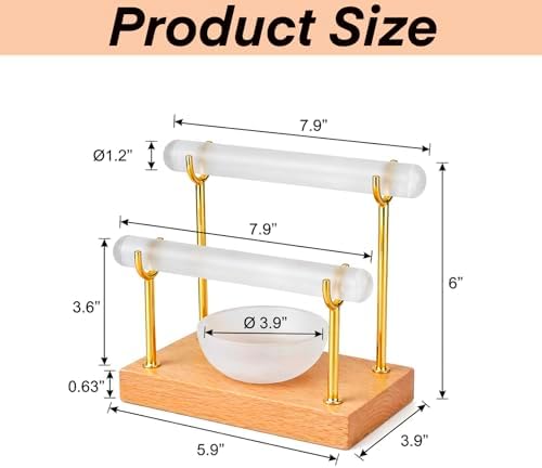 Selenite Charging Plate,Selenite Bracelet Holder,Crystal Bracelet Holder,Unique Gifts For Crystal Lovers,Jewelry Wrap Organizer Holder With Wooden Base For Bangles Charging Cleansing (Storage + Bowl)