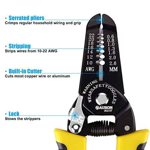2-Pack 10-22 AWG Wire Stripper, Wire Cutter, Gauge Stripper, Wire Stripping Tool and Multifunctional Hand Tool,Professional Handle Design And Refined Craftsmanship
