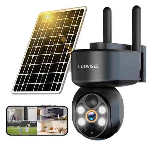 2K Solar Security Camera Wireless Outdoor,WiFi Cameras for Home Security Battery-Powered,Compatible with Alexa,360¡ÆPTZ Full Color Night Vision,PLR Alarm,2-Way Audio,Cloud/SD Storage