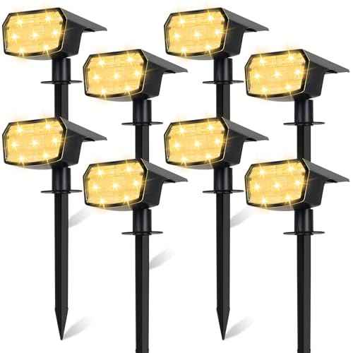 Sucolite 8-Pack Solar Spot Lights Outdoor Waterproof IP65, 3 Lighting Modes 2-in-1 Solar Landscape Spotlights for Yard, 59 LED Solar Powered Wall Lights for Garden Pathway Driveway Walkway, Warm White