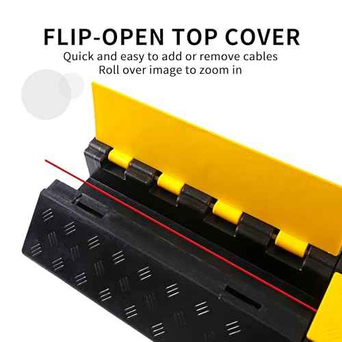 Rubber Cable Ramp Cord Cover Cable Protector Ramps Wire Hose Protective 1 Channel 22000Lbs Load Capacity Traffic Speed Bump for Asphalt Concrete Gravel Driveway, 1 Pack