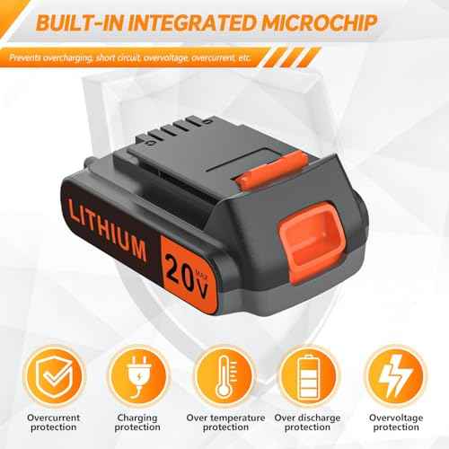 20 Volt MAX 2.0AH Lithium-Ion Battery Replacement for Black+Decker 20V Battery£¬Compatible with All Power 20V Black and Decker Power+ Tools