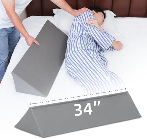 Fanwer Wedge Pillow for Side Sleeping, 34" Back Pillow for Side Sleeper, Bed Wedges & Body Positioners for After Surgery, Pregnancy Support, Back Pain, Preventing Bedsores