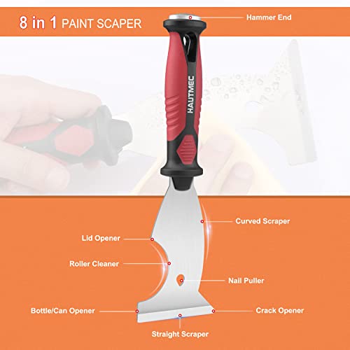 HAUTMEC Putty Knife Scraper, Scraper, Paint knife, Caulk Removal Tool, Painters Tool, Paint Can Opener, Paint Remover for Wood, Wallpaper Scraper, Painting Tool (1pc-3" 8-in-1)