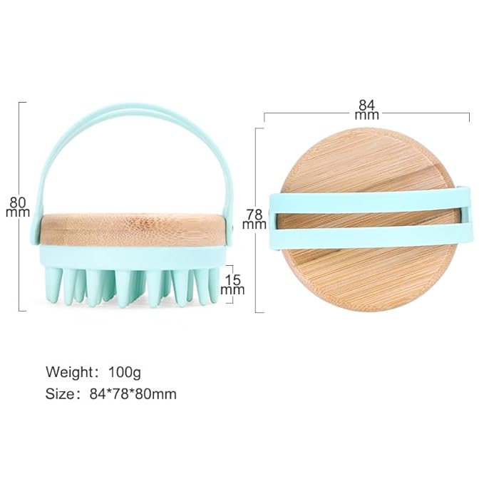 Bamboo Silicone Scalp Brush for Hair Washing Ã¢ÂÂ Gentle Shampoo Massager with Soft Bristles for Dandruff & Oil Care, Eco-Friendly Head Scrubber Comb for Deep Clean & Relaxing Shower (Green)