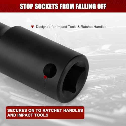 MIXPOWER 3/8" Drive Deep Magnetic Impact Socket, 6 Point, 10mm, Metric, CR-MO