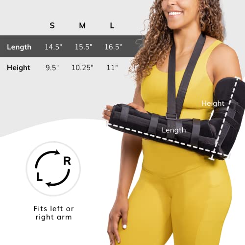 BraceAbility Posterior Long Arm Splint - Elbow Immobilizer Right or Left Forearm Brace with Support Sling for Fractures, Post-Surgery Recovery, Tendonitis, Bursitis, Ulnar Nerve Pain Relief (L)
