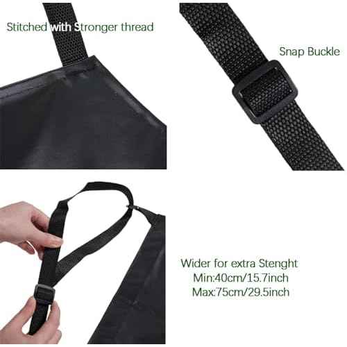 2Pack Waterproof Rubber Vinyl Heavy Duty Apron with Adjustable Butcher Aprons for Kitchen Cleaning Dishwashing Ultra Lightweight Black