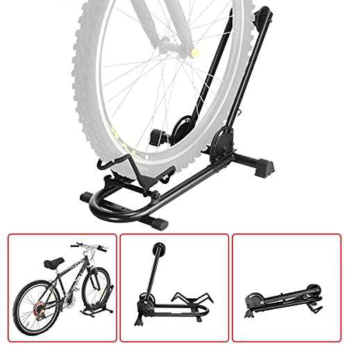 Bike Floor Stand ? Foldable Bicycle Stand with Rubber Feet for Indoor Bike Storage ? Touchless Parking for a Mountain, Road, or BMX Bike