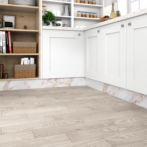 Wallercity Matte White/Gold Marble Print Wallpaper Border Roll for Mirror Frame Peel and Stick Wallpaper Border Stickers Board Trim Moulding Sticker Marble Contact Paper for Wall Decor 3.94''x197''