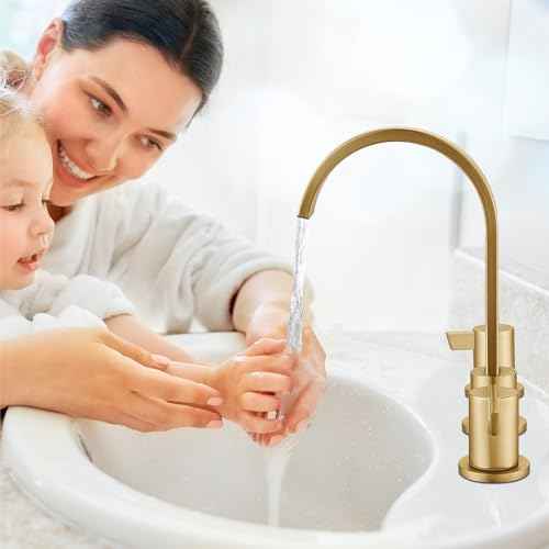 Midanya 8 inch Widespread Bathroom Sink Faucet,Waterfall 3 Holes 2 Handles Bathroom Faucet Modern 8" Vanity Faucets with Pop Up Drain and Water Supply Lines,Gold