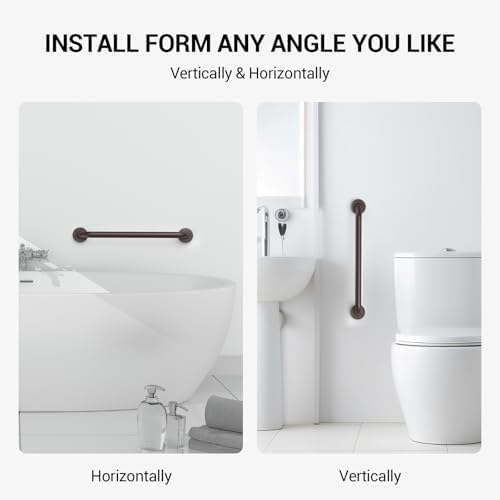 2 Pack 16 Inch Grab Bars for Wall Oil Brown, Safety Shower Grab Bars for Seniors Elderly Handicapped, Handicap Grab Bars for Shower with Concealed Screws, Tesuchan