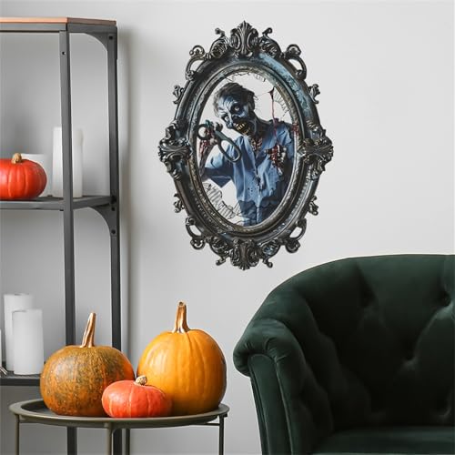 Scary Halloween Wall Stickers, Bloody Hands Broken Mirror Decals, Horror Decorations for Haunted House, Party Door