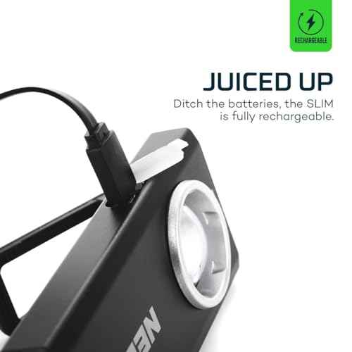 NEBO SLIM Pocket Flashlight | 500 Lumens, Rechargeable Mini EDC Work Light, Magnetic Base & Dimmable Brightness, Durable & Water Resistant, Includes Charging Cable ? Black