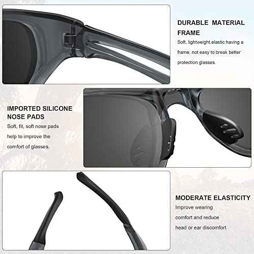 Safety Glasses Safety Goggles ANSI Z87.1, WrapAround Scratch Impact Resistant Protective Eyewear