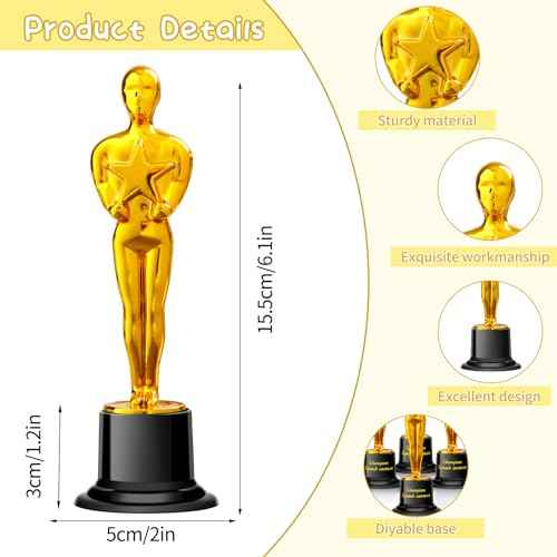 Mini Plastic Trophy Award, Hollywood Theme Party Decorations, for contests and Parties Such as Dances, Golf, Movies, Employee Appreciation, Basketball Themes. Small Trophies.