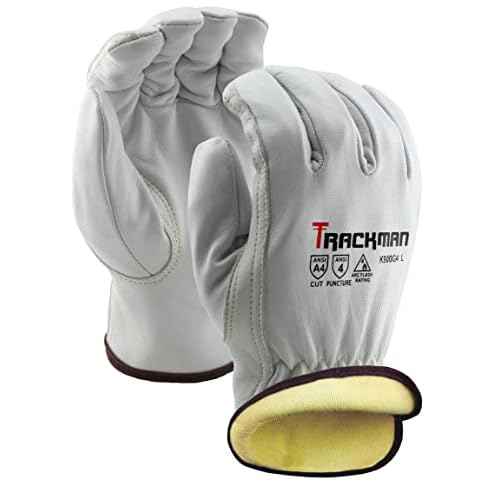 Stauffer Trackman Premium Goatskin Leather, Kevlar Lined, Cut Resistant Work Gloves - (Extra Small)