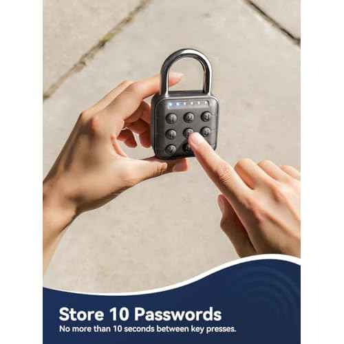 NexusLab 6-Digit Smart Padlock with TUYA App - IP67 Waterproof, Military Zinc Alloy, 10 Passwords, Dual Alerts for Gym/School/Travel Lockers (Black) (with Tuya APP Contrl)