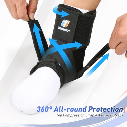 Quick Lace Up Ankle Brace for Women Men with Removable Side Splints, Ankle Support for Sprained Ankle, Injury Recovery, Ankle Stabilizer Wrap for Sprots,Basketball,Volleyball,Soccer,Tennis,L