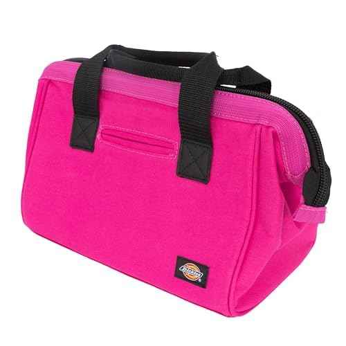 Dickies 12-Inch Durable Canvas Work Bag for Painters, Carpenters, and Builders, Heavy-Duty Zipper, Reinforced Handles, Pink (57148)