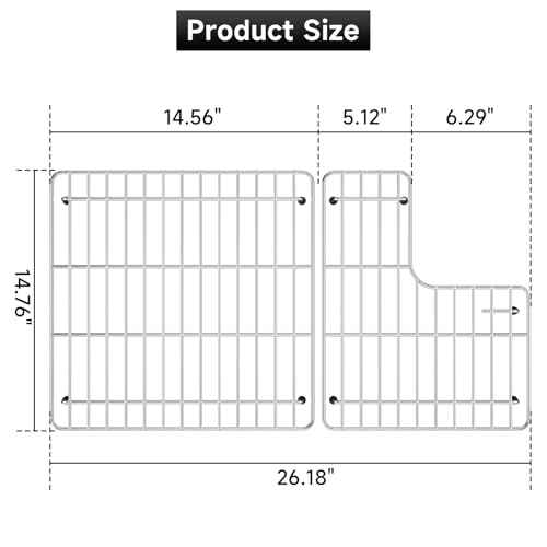 26.18'' x 14.76'' K-6449-ST Sink Protector Grid, Stainless Steel Sink Racks for Kohler Sink Rack Whitehaven 5827 and K-5826, Includes Left and Right Racks, Farmhouse Sink Protector