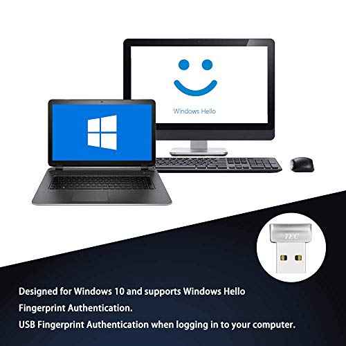 TEC Mini USB Fingerprint Reader for Windows 11/10 Hello, TEC TE-FPA2 Bio-Metric Fingerprint Scanner PC Dongle for Password-Free and File Encryption, 360¡Æ Touch Speedy Matching Security Key