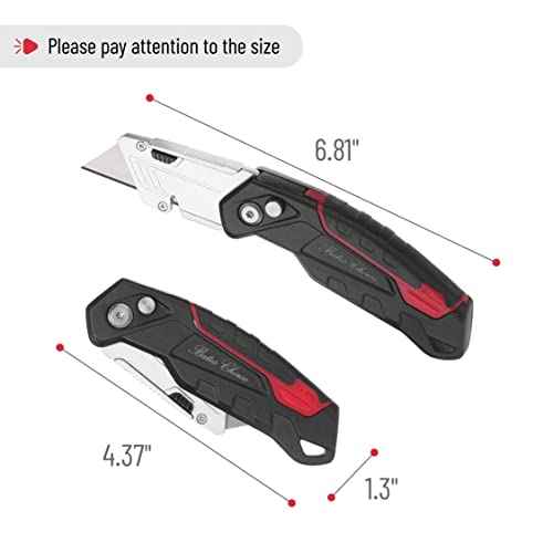 Bates Box Cutter - Folding Utility Knife With 3 Extra Blades, Retractable
