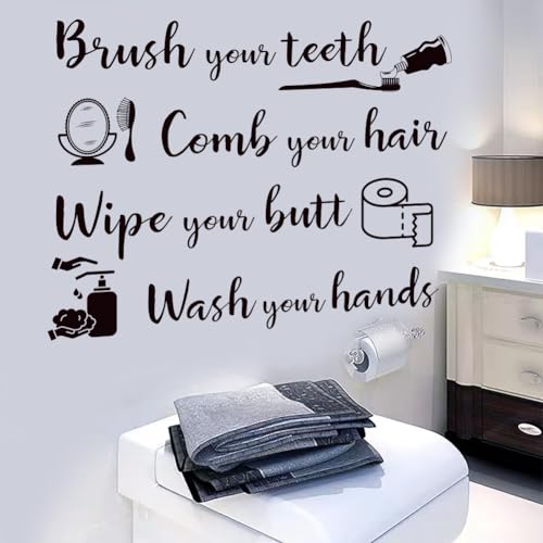 Bathroom Wall Decals Sticker Bathroom Funny Sayings Quotes Wall Sticker Vinyl Peel and Sticker Home Sign Art Decals for Toilet Shower Room Home Decoration.