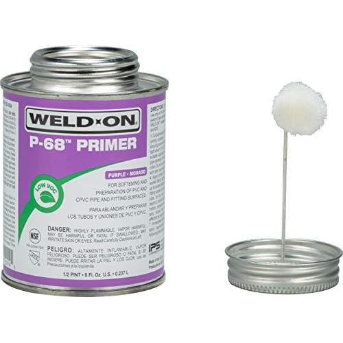 Weld-On 10214 P-68 PVC/CPVC Non-Bodied Primer - Fast Acting and Low-VOC, Purple, 1/2 Pint (8 fl oz)