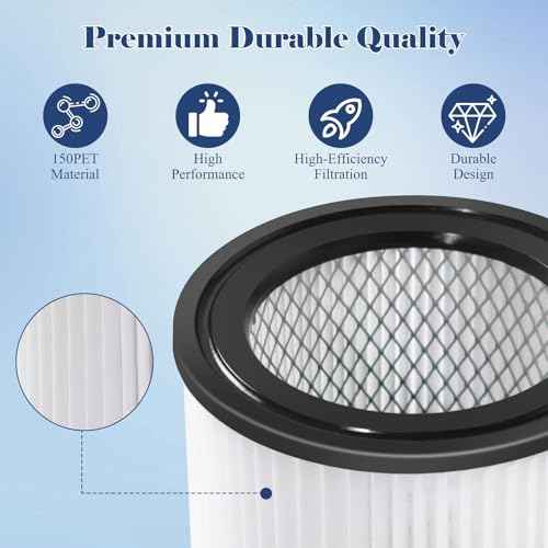 2 Pack DXVC4001 Vacuum Filters Replacement, Compatible with DEWALT 4-5 gallon wet dry shop vac DXV04T DXV05P DXV05S DXV08S and DXV06G