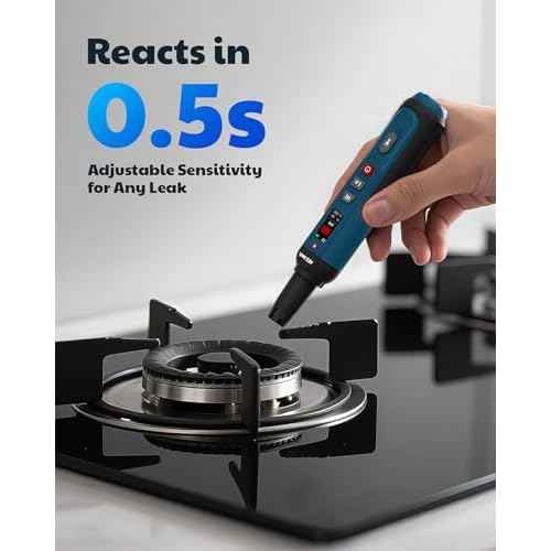 AGT-1988 Natural Gas Detector, Gas Leak Detector with TFT Display, 0.5s Response, 0?9999PPM Range, Rechargeable & Portable for Detecting Combustible Leaks Like Propane, Methane for Home & RV