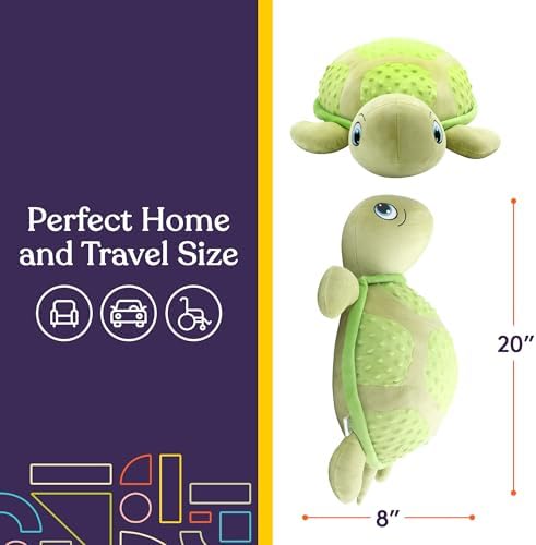 Special Supplies Vibrating Pillow Sensory Pressure Activated Calm for Kids and Adults, Plush Minky Soft Cover-Textured Therapy Stimulation Bumps 3 Vibration Modes, Music & Voice Recording (Turtle)