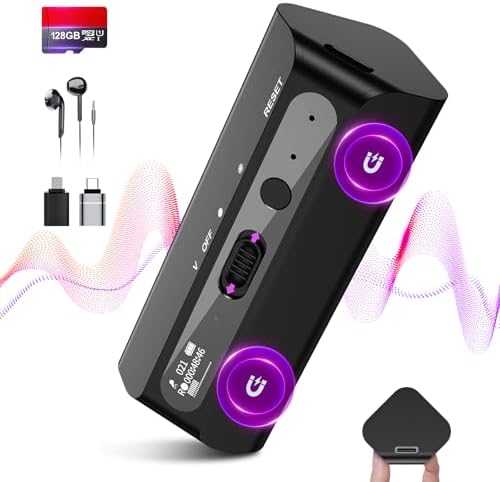128GB(9800 Hour) Magnetic Voice Recorder with AI Triple Noise Reductio, 30 Days Continuous Recording Device, Voice Activated Recorder with Screen Display, Digital Voice Recorder for Meetings/Lectures