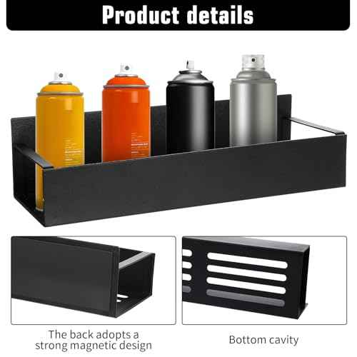 4 Pcs Magnetic Aerosol Spray Can Holder, Wall Mounted Spray Bottle Rack, Mechanic Paint Bottle Can Organizer, Tool Box Storage Rack for Garage Home Workspace (Black)