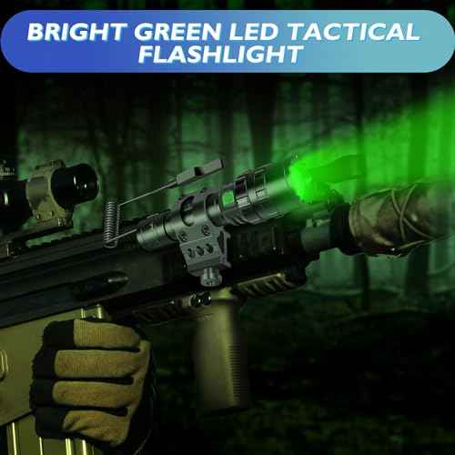 WINDFIRE Green LED Flashlight, USB Rechargeable Green Tactical Flashlight, Zoomable & 5 Lighting Modes Green Hunting Lights, Predator Hog Pig Coyote Light Hunter Torch with Dual Pressure Switch