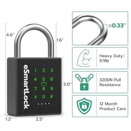 New Smart Padlock with Key, Heavy Duty Combination Padlock, RFID Pad Lock with Codes Bluetooth APP Access, Outdoor Waterproof Electronic Key Lock for Gate Fence Shed Locker Garage Garden