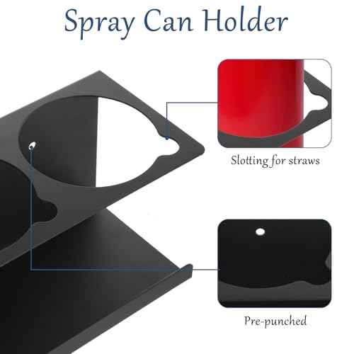 2 Pack Five Cans Wall-Mounted Steel Aerosol Spray Can Holder, Spray Paint Can Holder for Garage and Workspace