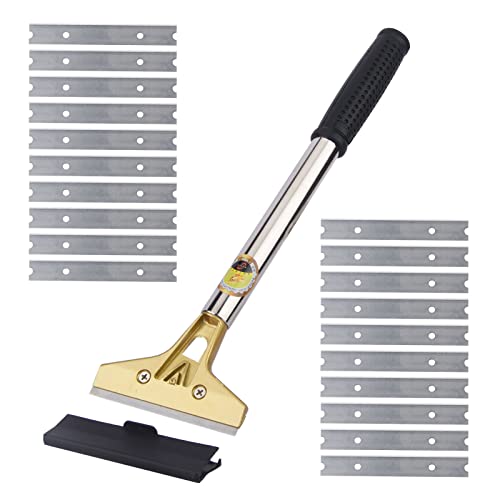 4 Inch Razor Blade Scraper with 20Pcs Extra Metal Blades Multi-purpose Heavy Duty Cleaning Scraper Tool for Removing Paint, Stickers, Decals, Labels on Floors, Glass, Tiles, Walls